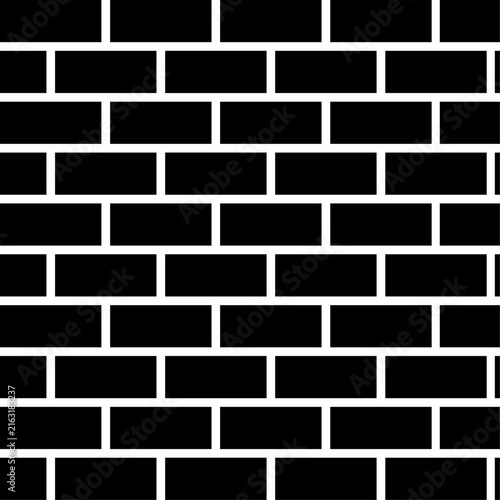 Seamless Black Brick Wall Pattern Background Vector Illustration