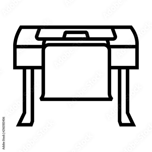 Large Format Printer Plotter Line Art Vector Icon Isolated on White Background