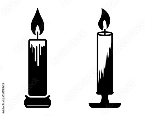 Burning Candle Icon Set Isolated on White Background