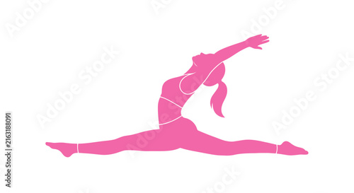 Foto Woman in split pose silhouette against a white background
