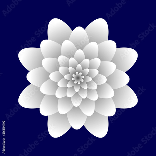 Minimalist blue and white floral mandala bloom flower geometric graphic illustration background