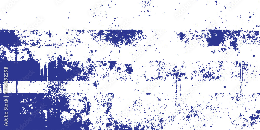 Obraz premium Abstract blue horizontal grunge paint stripes background with splatters and drips vector illustration for modern creative poster design.