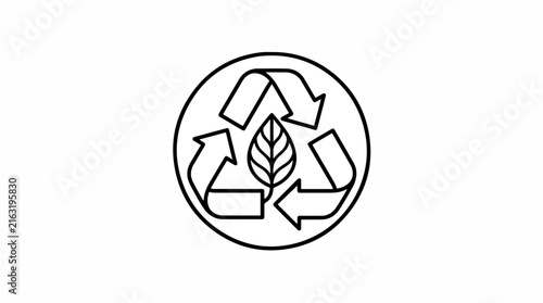 Recycling symbol with leaf icon.