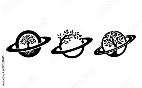 Eco Friendly Global Trees Logo Vector Illustration.
