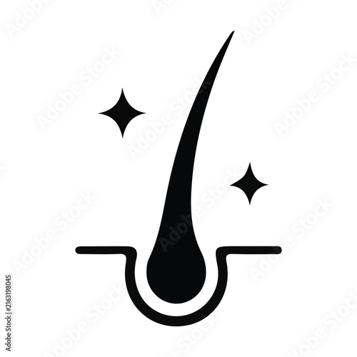 Strong hair growth, shine sparkle, and dermatology symbol element.