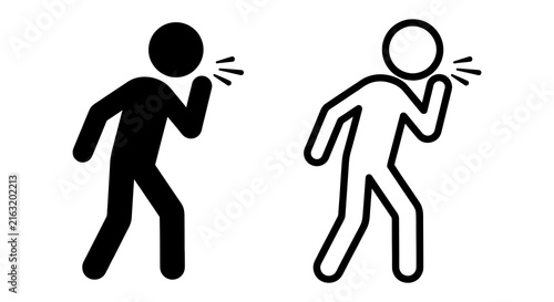 Person shouting icon with black and white line variations