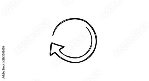 Circular arrow sketch icon on a white background