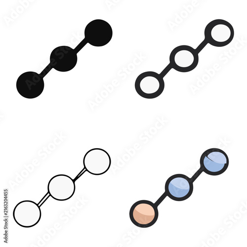 Simple abstract graphic illustration showing connected circles with variations in fill and outline styles for design use