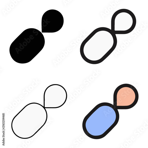 Simple stylized abstract shapes of connected geometric figures with different colored fills for creative design use