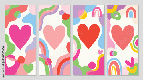 Colorful Abstract Heart Social Media Stories Vector Collection