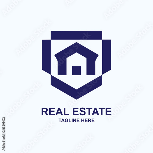 Modern Real Estate House Logo Design with Roof Icon, Property and Building Symbol for Business, Architecture, Construction, Home Sale and Estate Company Branding