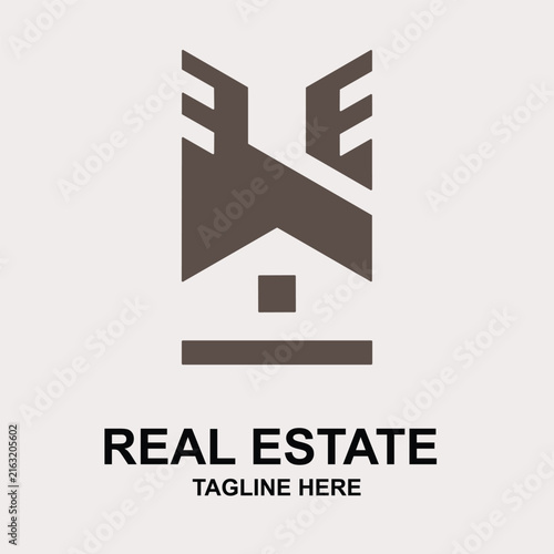Modern Vector Logo Design for Real Estate, Construction, Technology, and Corporate Business with House Building Icon and Professional Symbol