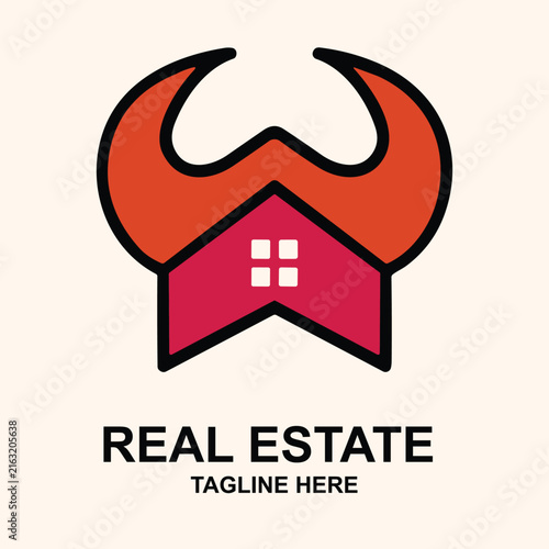 Modern Real Estate Logo Design with House Roof Icon for Property, Home, Building, Architecture, Construction and Business Branding Vector Illustration