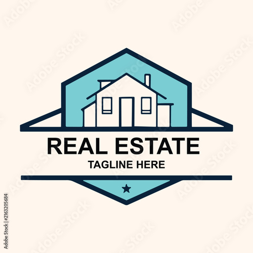Modern Real Estate Logo with House, Building, Roof and Property Symbol for Residential Housing Business Vector Illustration Design