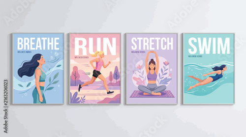 Fitness and Wellness Motivational Posters Vector Collection