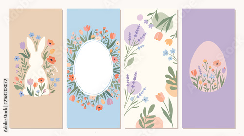 Easter and Spring Vertical Banner Vector Collection