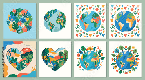 Save Earth and Environment Vector Card Collection