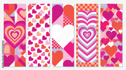 Valentine's Day Heart Bookmarks and Banners Vector Set