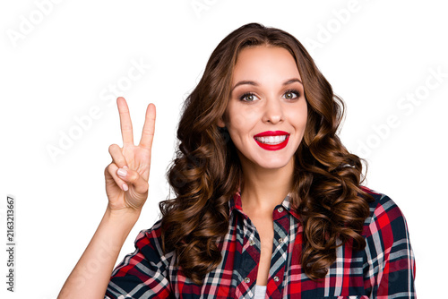Картината върху платно Close-up portrait of nice cute attractive charming pretty winsome glamorous gorg