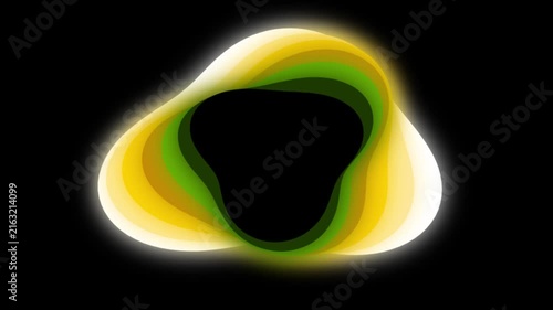 Abstract Yellow Green Organic Wave Frame Motion Graphics, Animated Glowing Layered Liquid Mesh Loop on Black Background