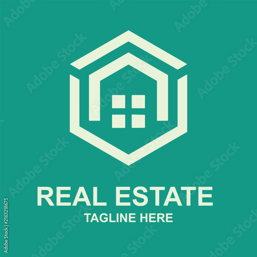 Modern Real Estate House Logo Design with Roof, Window, and Home Icon for Property Business, Architecture, Construction, Estate Company, Sale, and Web Branding Identity