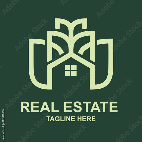Green Eco Friendly Real Estate Company Logo Design with House Building Icon, Vector Symbol for Sustainable Home Business and Property Success Concept