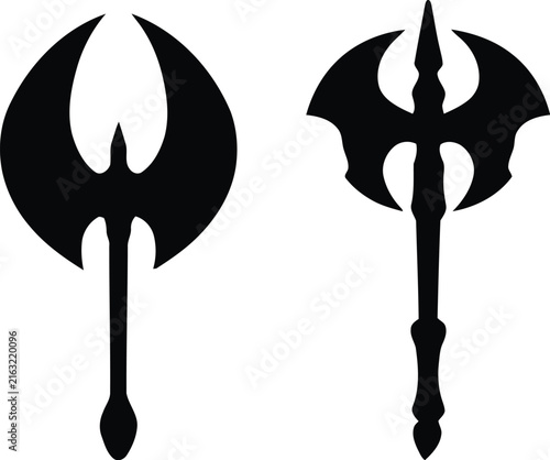 Axe icon Set, A Black Silhouette of Firefighter Axe Set, Woodcutting icon Set.
