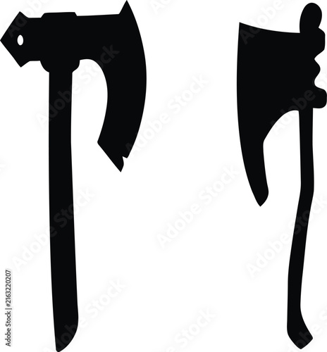 Axe icon Set, A Black Silhouette of Firefighter Axe Set, Woodcutting icon Set.