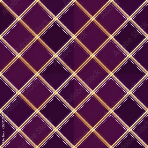Purple gold plaid checkered seamless pattern
