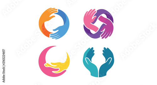 Fotografie Interlocking Hands Vector Illustration With Vibrant Color Palette