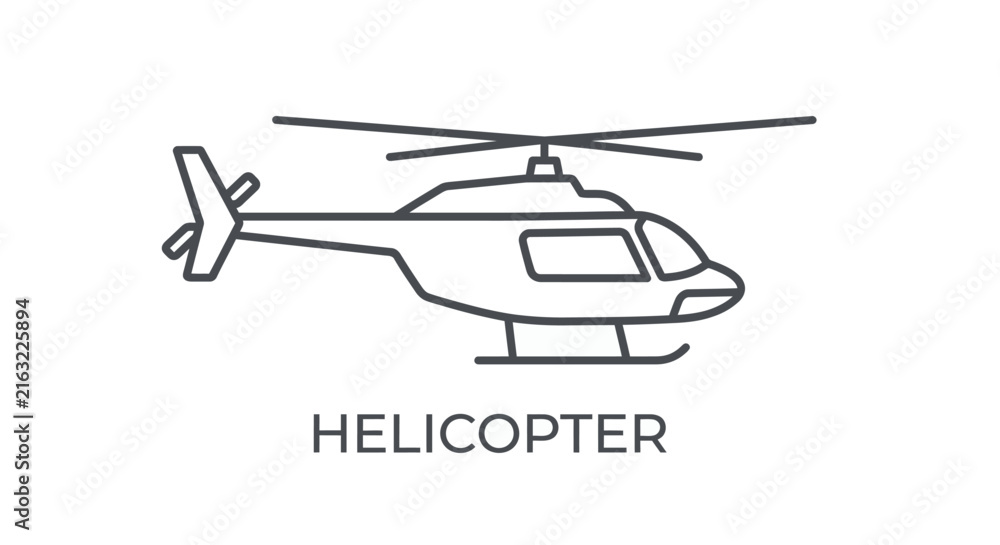 Obraz premium Helicopter Line Art Illustration Minimalist Design On White Background