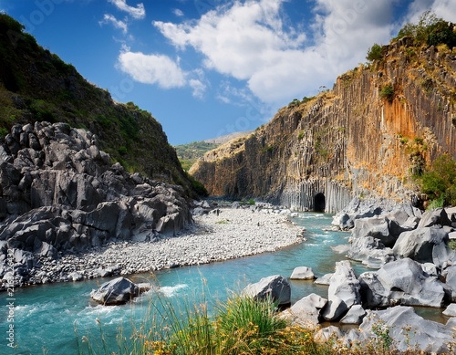 alcantara gorge and river in sicily italy