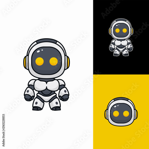 Cute futuristic cartoon robot character