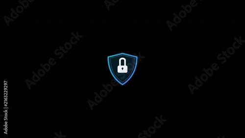 Digital Shield Icon with Lock Symbol Cyber Security and Data Protection Concept