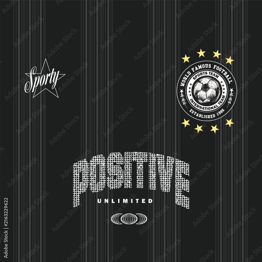 Fototapeta premium Sports College Slogan Typography Text with Football Badge Logo Varsity Print Artwork. Perfect For Tee T-shirt Jersey sweatshirt. boys clothing, men's, women's, Girls fashion