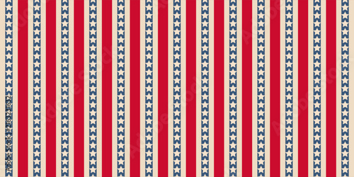 Vintage American patriotic vertical stars and stripes seamless vector pattern