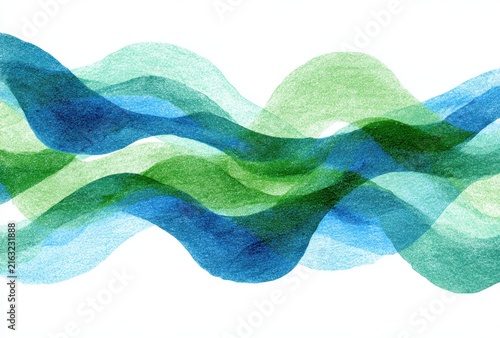 Abstract green blue watercolor wave background
