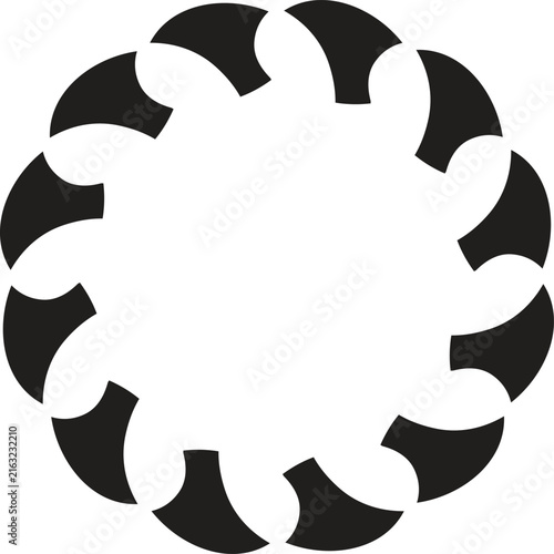 Black minimalist circular abstract vector pattern and graphic shape