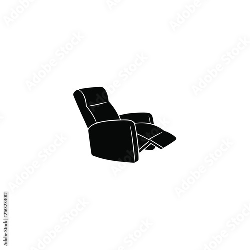 Recliner chair silhouette, single object, black vector silhouette