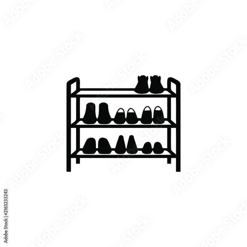Shoe rack silhouette, single object, black vector silhouette