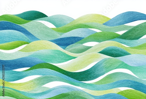 Abstract green blue watercolor wave background
