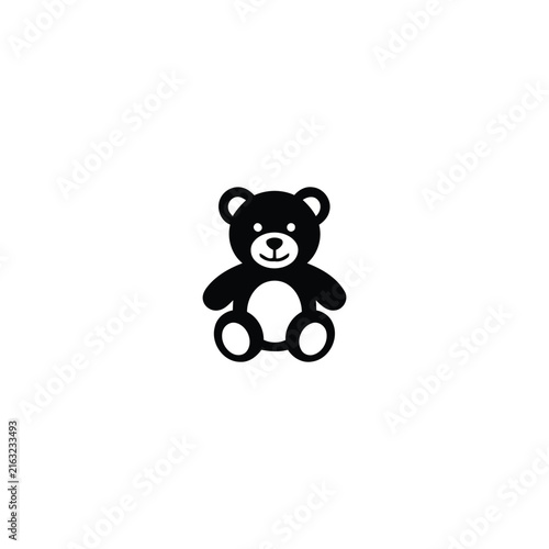 Teddy bear silhouette, single object, black vector silhouette
