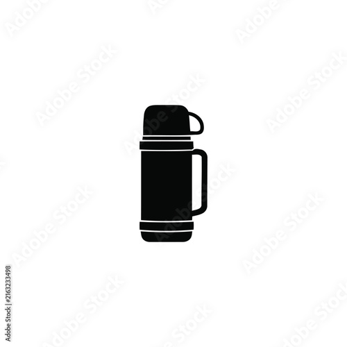 Thermos flask silhouette, single object, black vector silhouette
