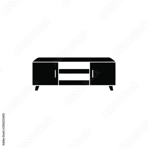 TV stand silhouette, single object, black vector silhouette,
