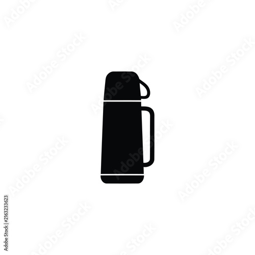 Vacuum flask silhouette, single object, black vector silhouette, isolated on white background.