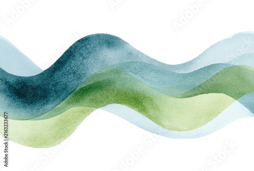 Abstract green blue watercolor wave background
