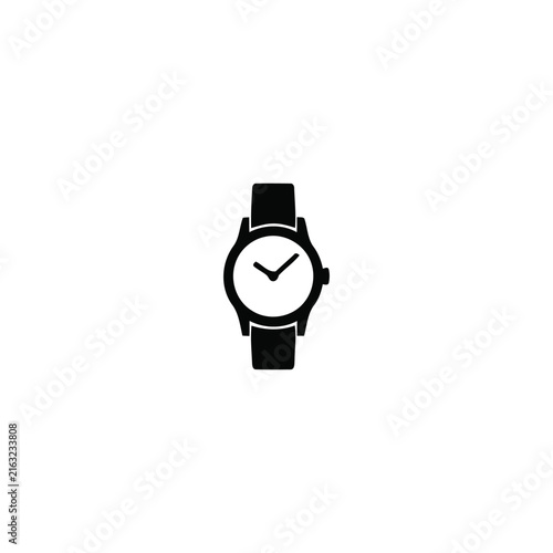 Wristwatch silhouette, single object, black vector silhouette