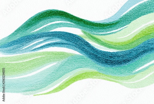 Abstract green blue watercolor wave background
