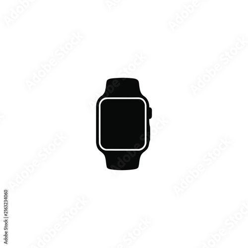 Smartwatch silhouette, single object, black vector silhouette, isolated on white background.