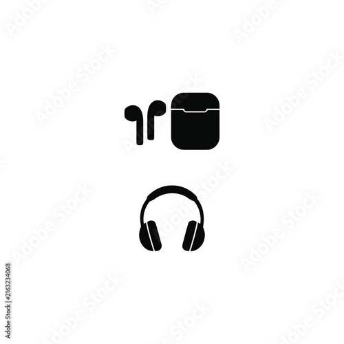 Wireless earbuds and Headphone silhouette